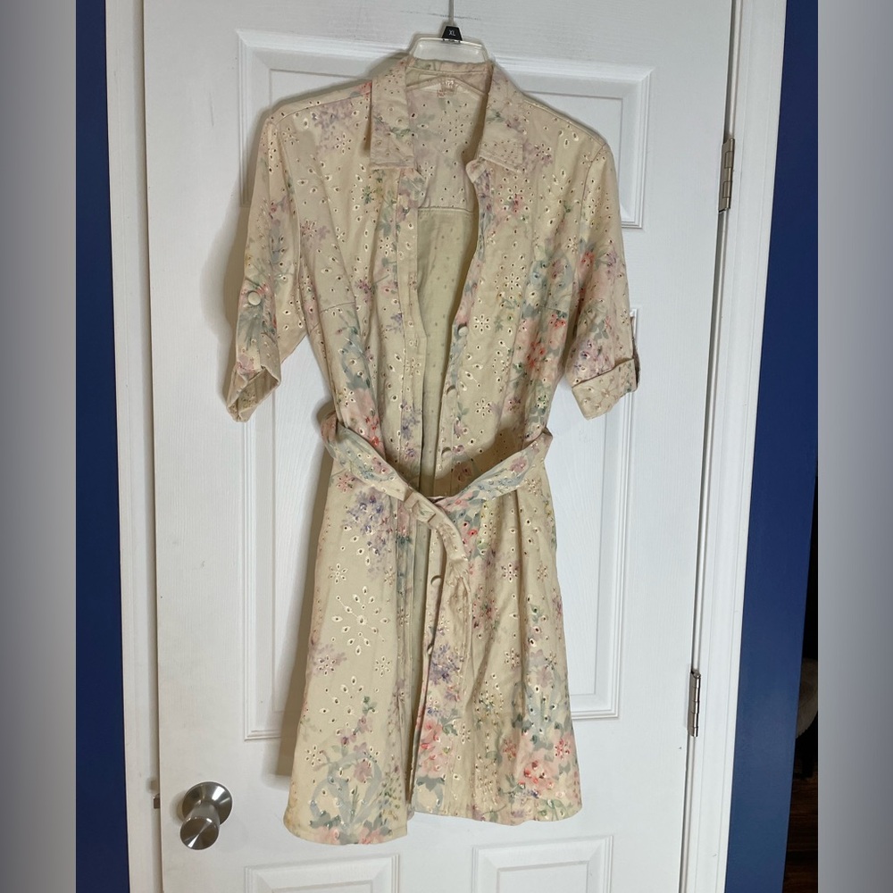 SOLITAIRE floral eyelet belted dress - XL